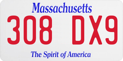 MA license plate 308DX9
