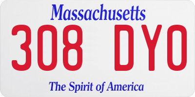 MA license plate 308DY0