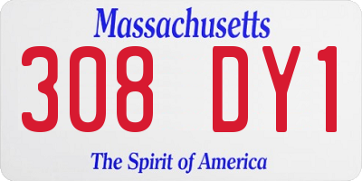 MA license plate 308DY1