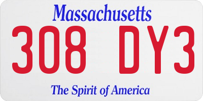 MA license plate 308DY3