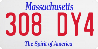 MA license plate 308DY4