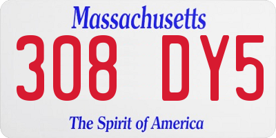 MA license plate 308DY5
