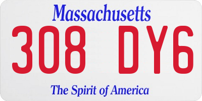 MA license plate 308DY6