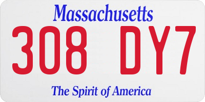 MA license plate 308DY7