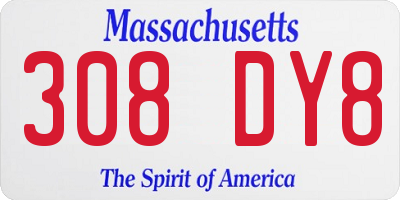 MA license plate 308DY8