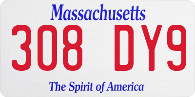 MA license plate 308DY9