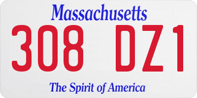 MA license plate 308DZ1