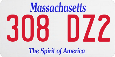 MA license plate 308DZ2