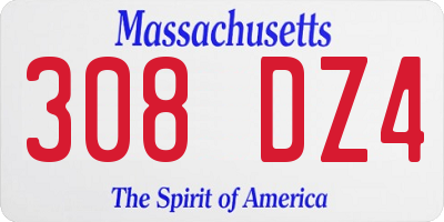MA license plate 308DZ4