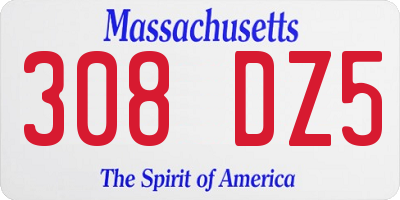 MA license plate 308DZ5