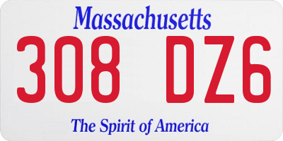 MA license plate 308DZ6