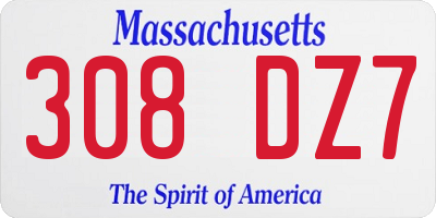 MA license plate 308DZ7