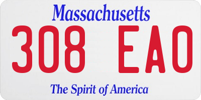MA license plate 308EA0