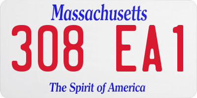 MA license plate 308EA1