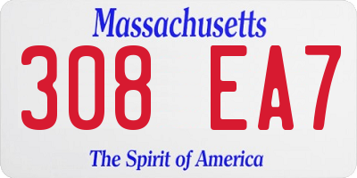 MA license plate 308EA7