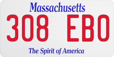 MA license plate 308EB0
