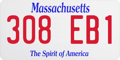 MA license plate 308EB1
