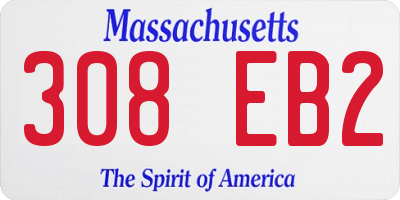 MA license plate 308EB2