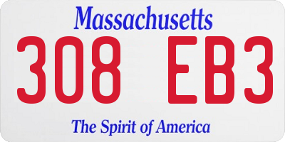 MA license plate 308EB3