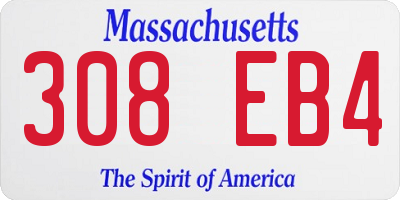 MA license plate 308EB4