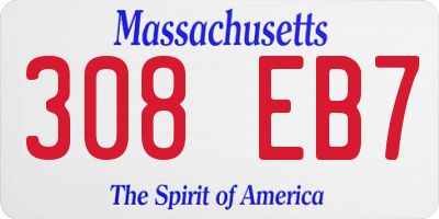 MA license plate 308EB7