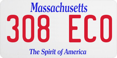 MA license plate 308EC0