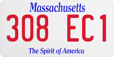 MA license plate 308EC1