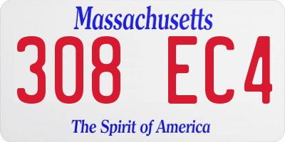 MA license plate 308EC4