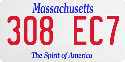 MA license plate 308EC7