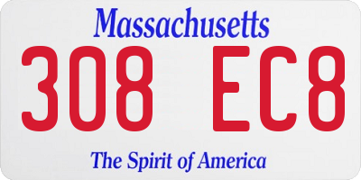 MA license plate 308EC8