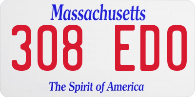 MA license plate 308ED0