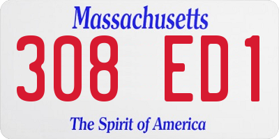 MA license plate 308ED1
