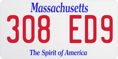 MA license plate 308ED9