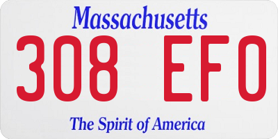 MA license plate 308EF0