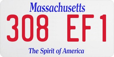 MA license plate 308EF1