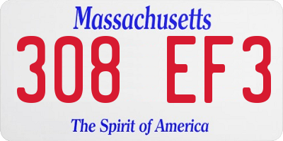 MA license plate 308EF3