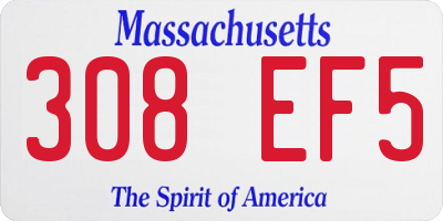 MA license plate 308EF5