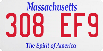MA license plate 308EF9