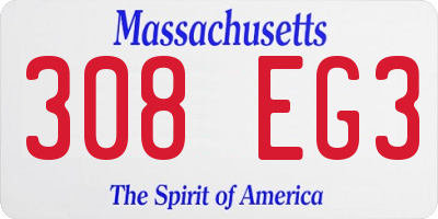 MA license plate 308EG3