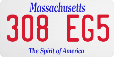 MA license plate 308EG5
