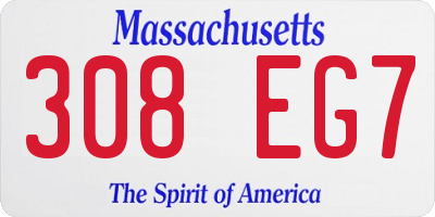 MA license plate 308EG7