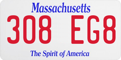 MA license plate 308EG8