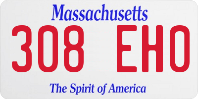 MA license plate 308EH0