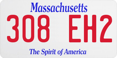 MA license plate 308EH2