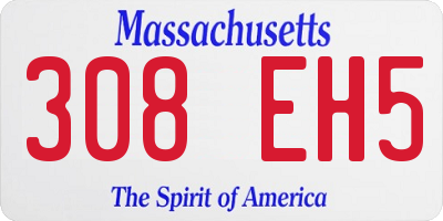 MA license plate 308EH5