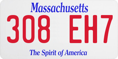 MA license plate 308EH7