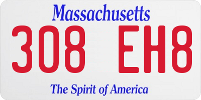 MA license plate 308EH8