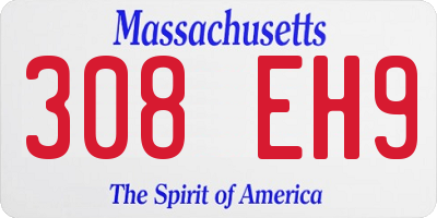 MA license plate 308EH9