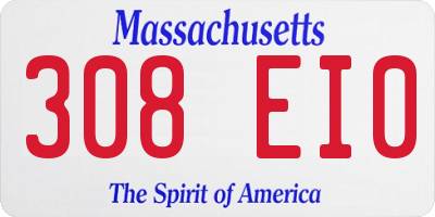 MA license plate 308EI0