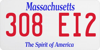 MA license plate 308EI2
